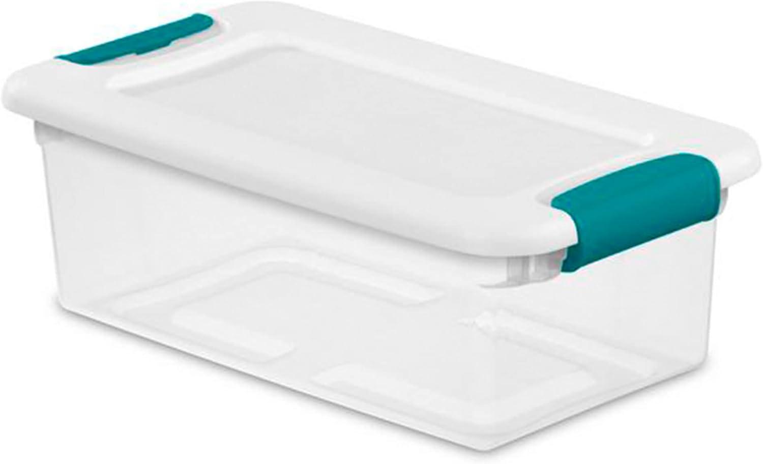 imageSterilite 6 Quart Clear Latch Lid Stackable Storage Box Tote 12 Pack and Small Clear Latch Lid File Clip Box 12 Pack for Household Organization