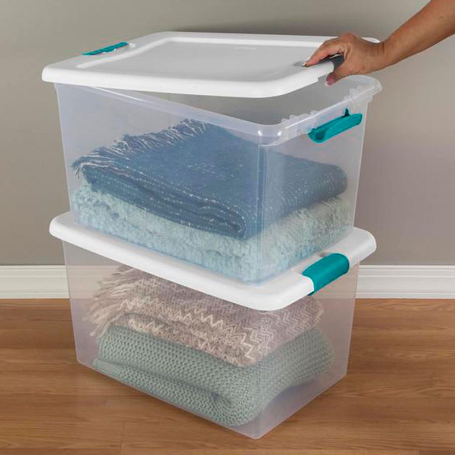 Sterilite 64 Quart Clear Plastic Stackable Storage Container Bin Box ...