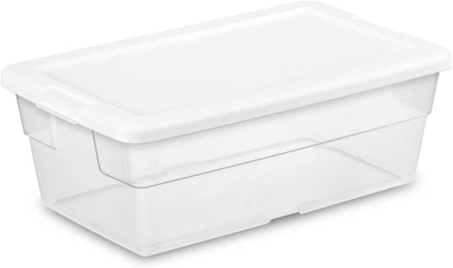 imageSterilite 70 Quart Multipurpose Stackable Plastic Latching Lid Storage Tote 4 Pack amp 6 Quart Container Box Bin for Home Organization Clear 12 Pack70 quart 4 Pack 6 Quart 12 Pack