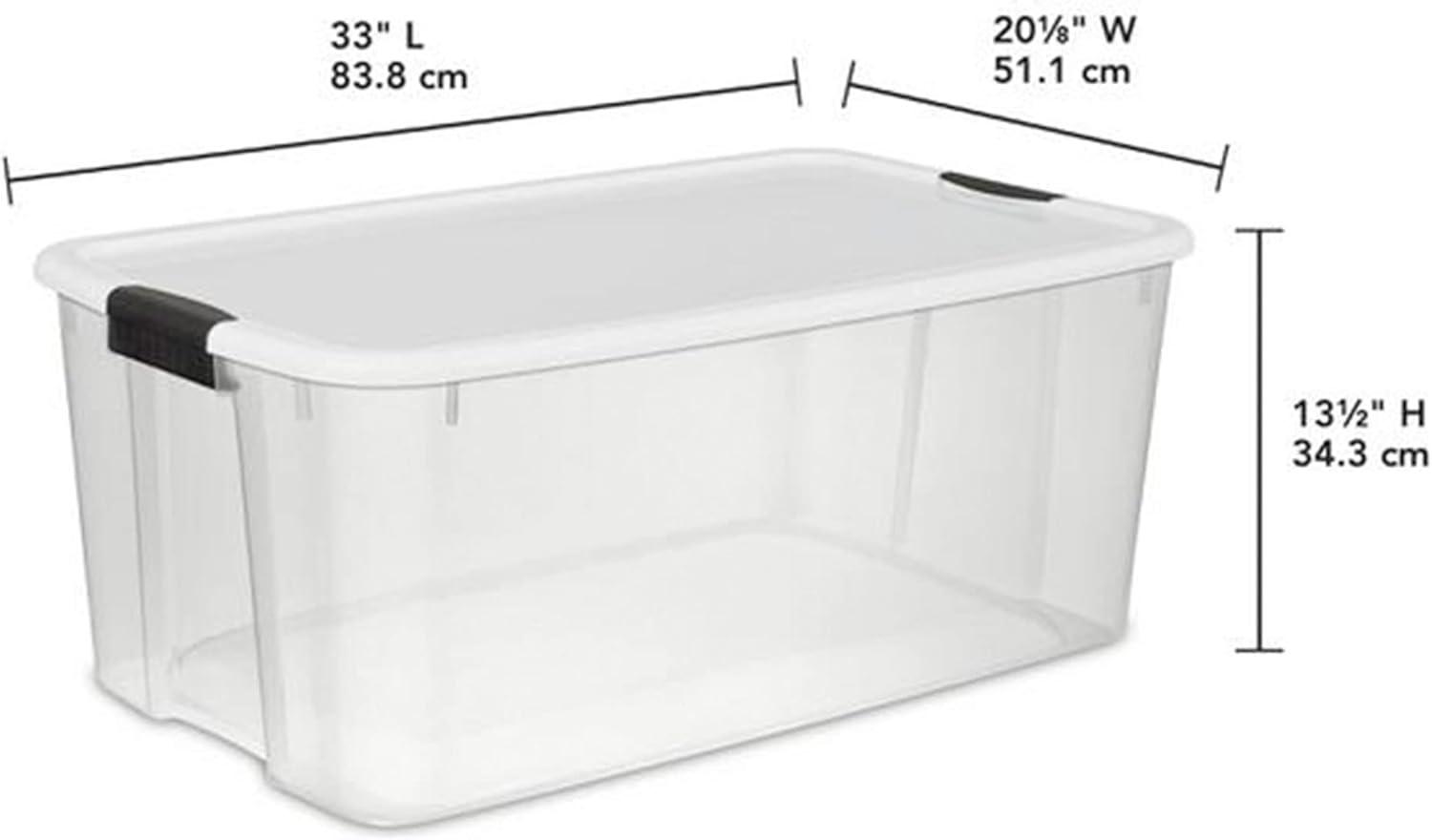 imageSterilite 8 Pack Ultra Storage Totes Lidded Plastic Containers 116 Qt and 70 Qt Clear