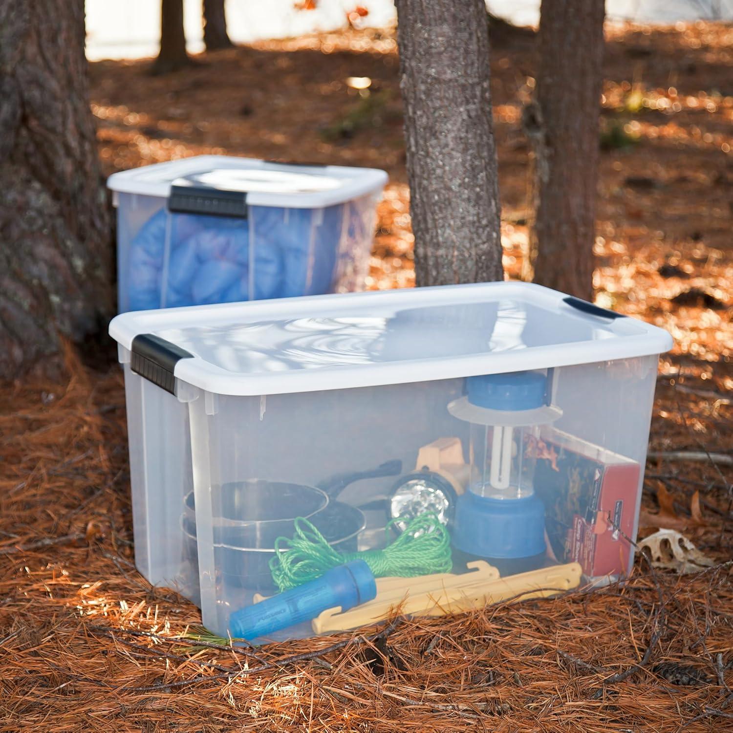imageSterilite 8 Pack Ultra Storage Totes Lidded Plastic Containers 116 Qt and 70 Qt Clear