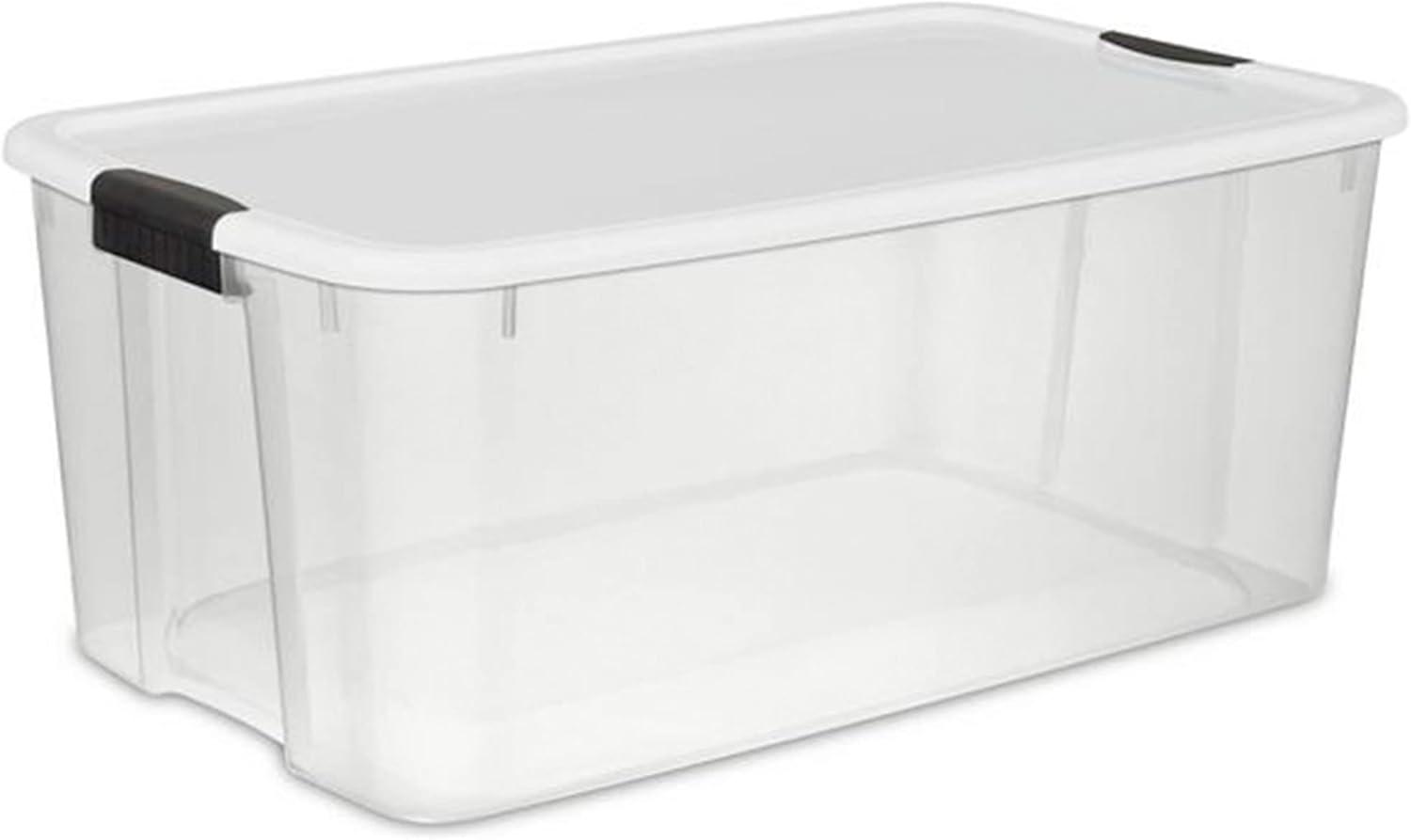 imageSterilite 8 Pack Ultra Storage Totes Lidded Plastic Containers 116 Qt and 70 Qt Clear
