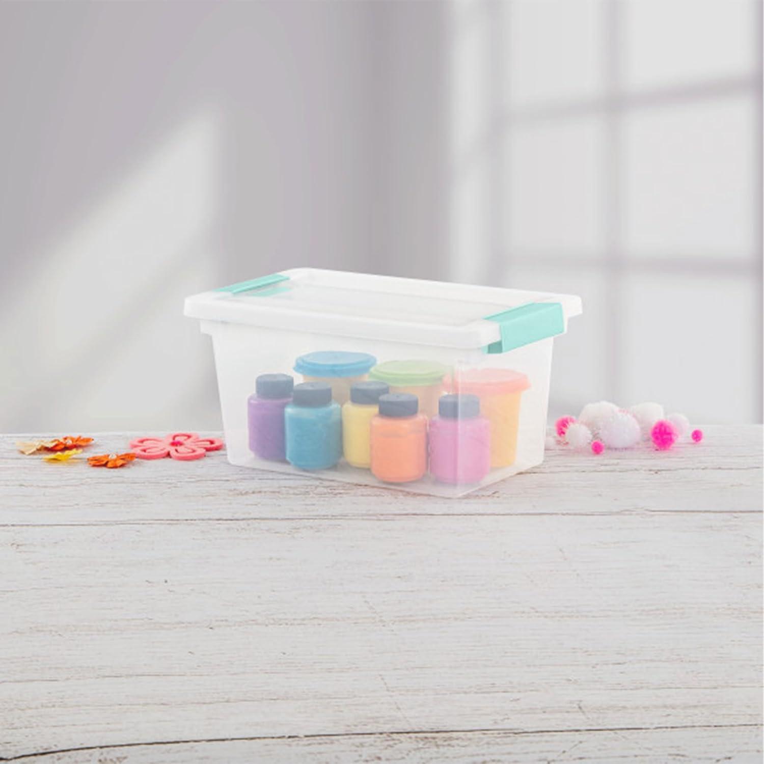 imageSterilite 8Pack Clip Box Stackable Clear Plastic Bins with Latching Lids Medium Writing Arts or Crafts Supplies Storage Containers for Home Office Classroom and Workshop Organization