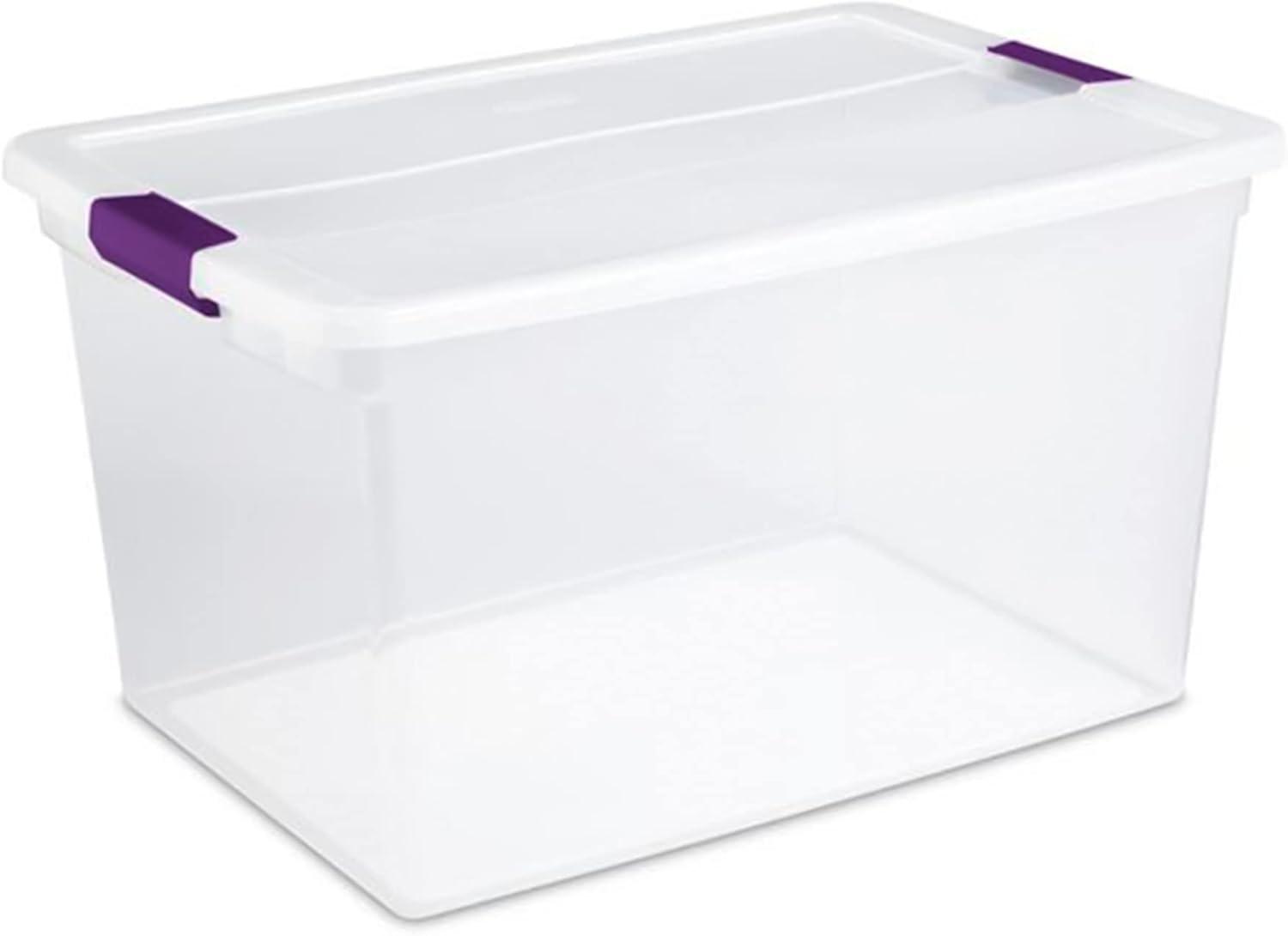 imageSterilite Clear Plastic Storage Totes 6 Pack 64 Quart and 6 Pack 66 Quart Bins with Lids