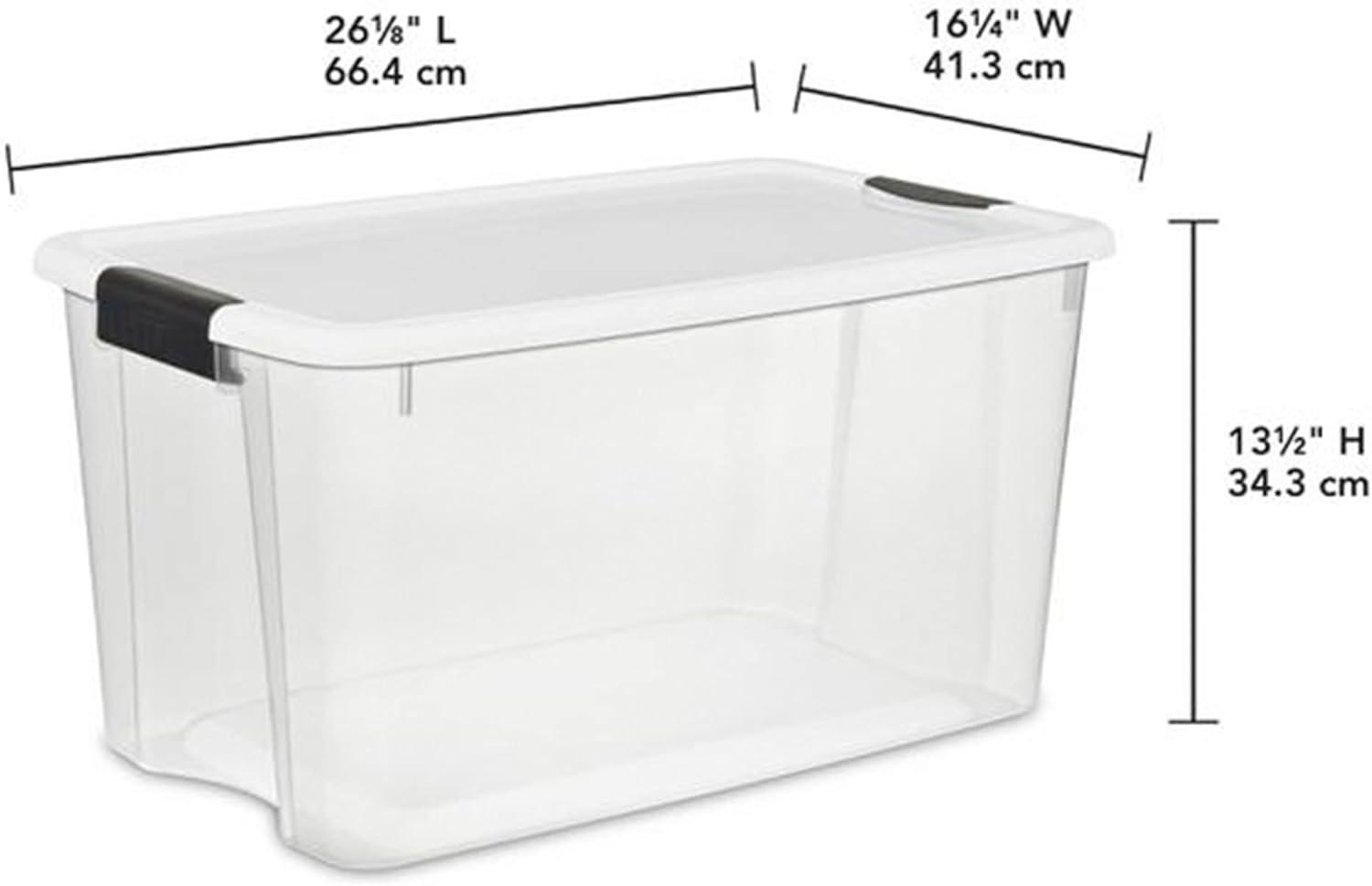 imageSterilite Storage System Solution with 106 Quart Clear Latching Storage Tote 4 Pack and 66 Quart Plastic Stackable Storage Tote 4 Pack