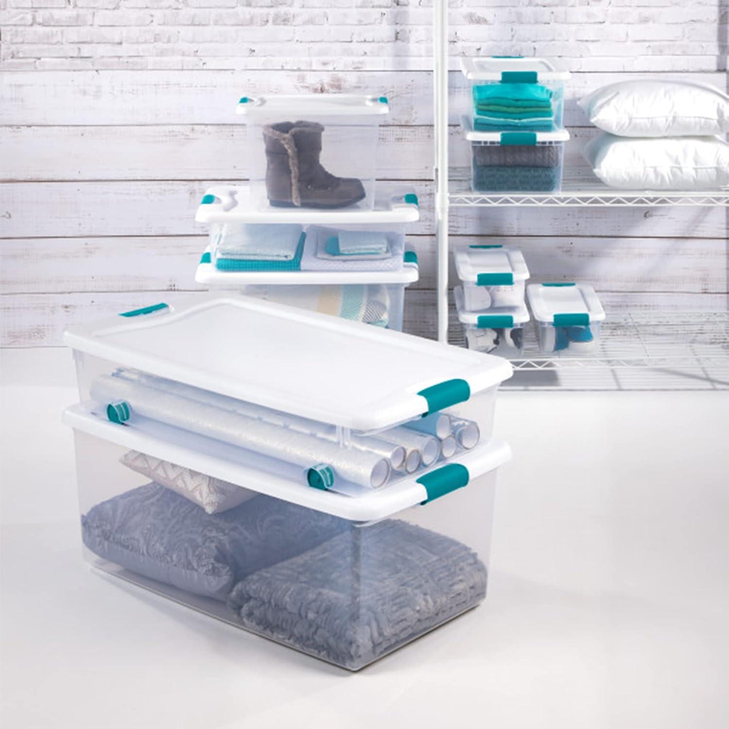 imageSterilite Storage System Solution with 32 Quart Clear Stackable Storage Box Organization Containers with White Latching Lid 7 Pack