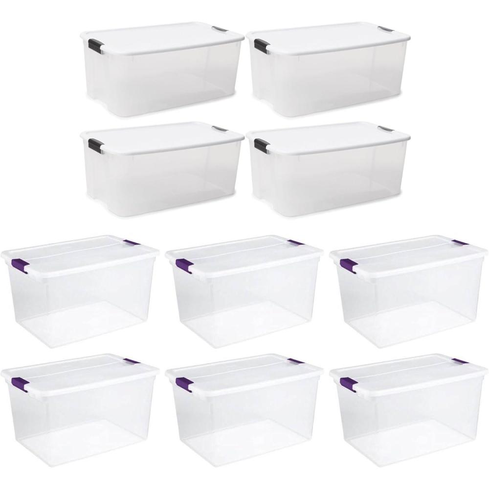 imageSterilite 116 Quart and 66 Quart Multipurpose Ultra Storage Tote Box Storage Containers for Home or Office Organization Clear 4 Pack and 6 Pack