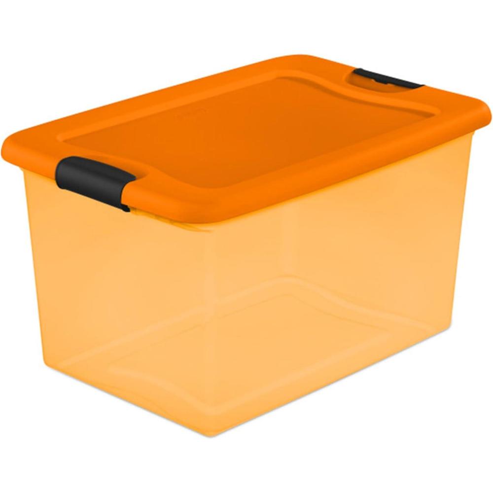 imageSterilite 14973706 64 Quart Latching SeeThrough Plastic Stacking Storage Container Bin for Home Organization Halloween Orange 18 PackOrange
