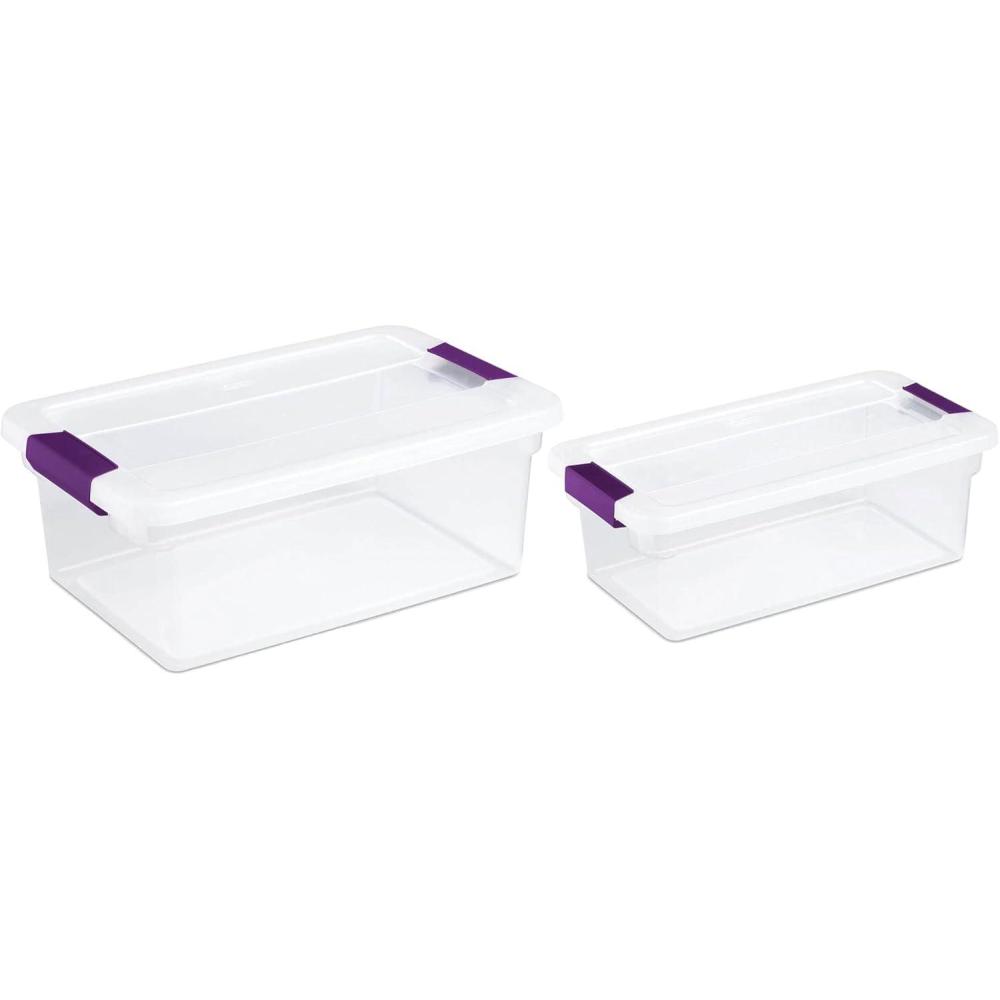 Sterilite 27 Quart Clear Latch Lid Stackable Storage Box Tote, 6 Pack ...