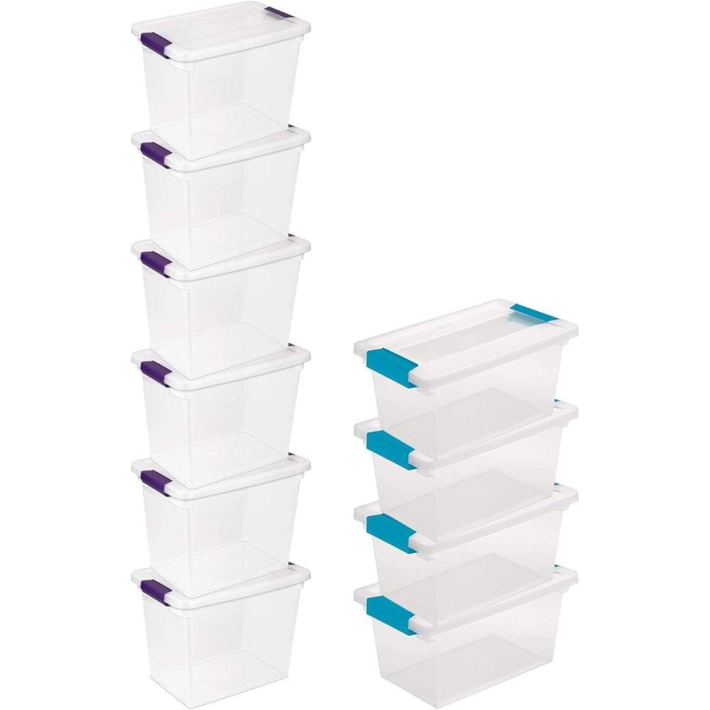 imageSterilite 27 Quart Clear Latch Lid Stackable Storage Box Tote 6 Pack and Medium Clear Latch Lid File Clip Box 4 Pack for Household Organization