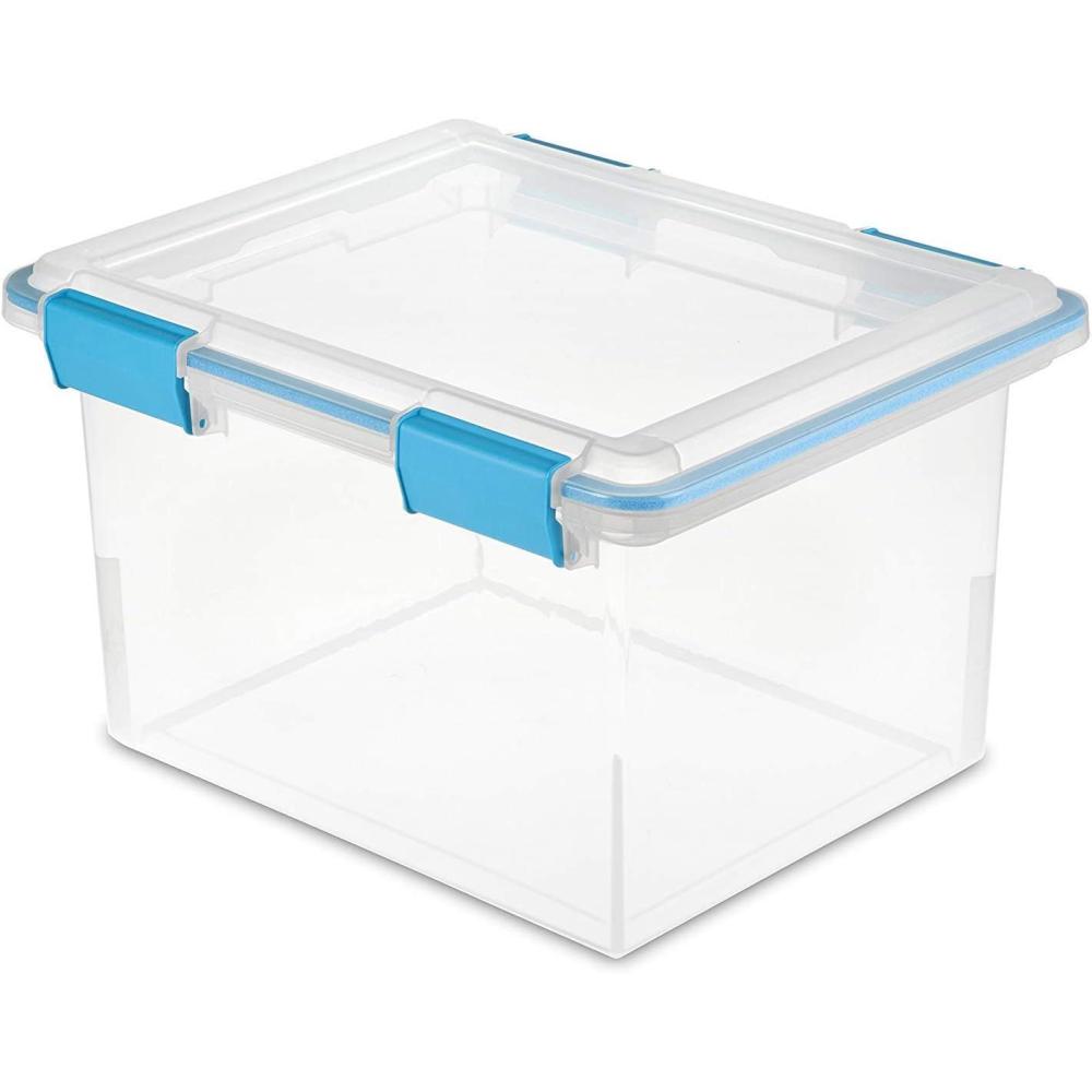 Sterilite 32 Quart Stackable Clear Plastic Storage Tote Container with ...