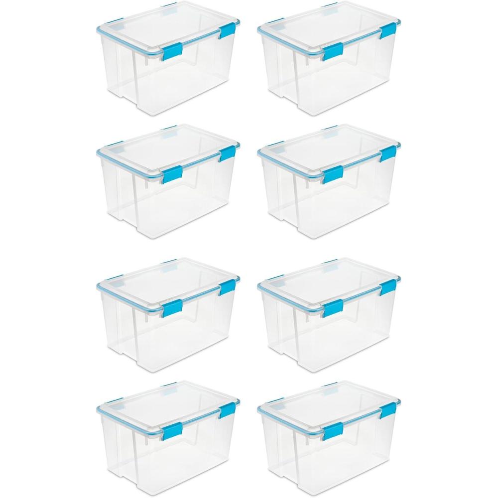 imageSterilite 54 Quart Gasket Box in Clear with Blue Latches 8 Pack 19344304