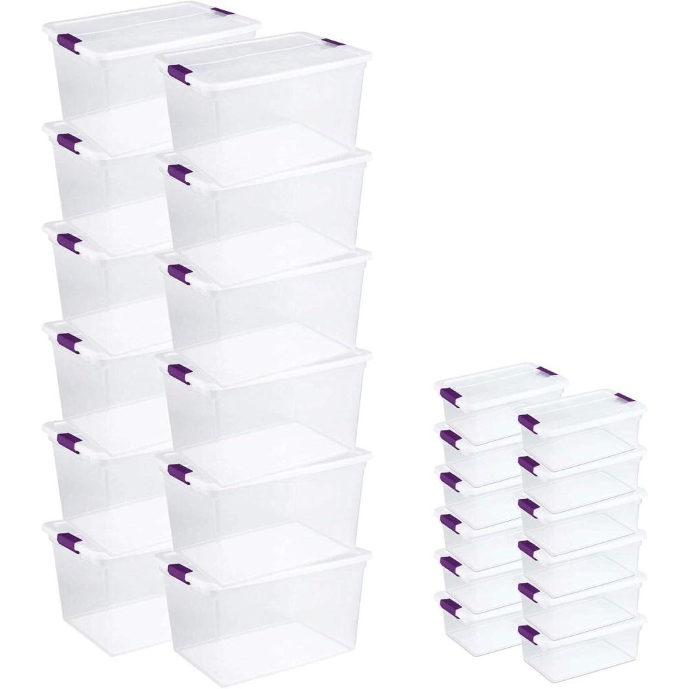imageSterilite 66 Quart Clear Latch Lid Storage Container Tote 12 Pack and 15 Quart Clear Latch Lid Storage Container Tote 12 Pack for Home Organization