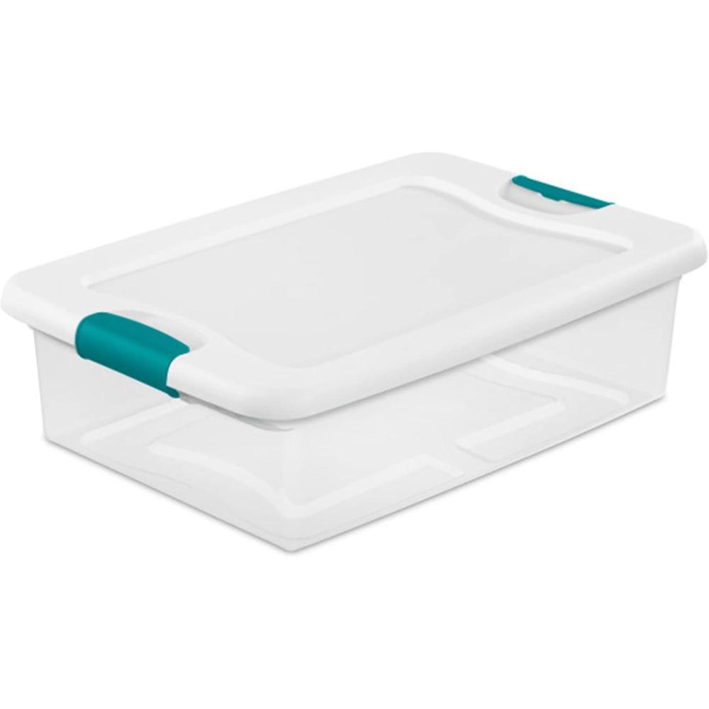 imageSterilite Storage System Solution with 32 Quart Clear Stackable Storage Box Organization Containers with White Latching Lid 30 Pack