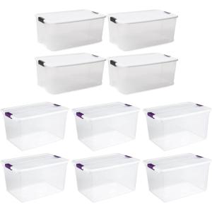 Sterilite 116 Quart and 66 Quart Multipurpose Ultra Storage Tote Box Storage Containers for Home or Office Organization, Clear, 4 Pack and 6 Pack