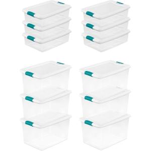 Sterilite 12-Pack Latching Box, Clear Plastic Storage Bins with Lids, 64 & 32 Quart – Heavy-Duty Organizing Containers for Closet and Office(64 Quart  12-Boxes + 32 Quart 12-Boxes)