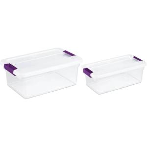 Sterilite 15 Quart Clear Plastic Storage Container Tote, 12 Pack, and 6 Quart Clear Plastic Storage Container Bins, 12 Pack with Lids for Organization