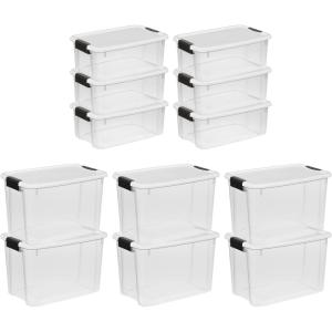 Sterilite 30 Quart (6 Pack) & 18 Quart (6 Pack) Clear Plastic Stackable Storage Container Bin Box Tote with White Latching Lid Organizing Solution