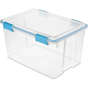 Sterilite 54 Quart Clear Plastic Stackable Storage Container Box Bin with Air Tight Gasket Seal Latching Lid Long Term Organizing Solution, 24 Pack
