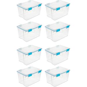Sterilite 54 Quart Gasket Box in Clear with Blue Latches, 8 Pack | 19344304