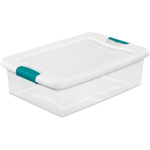 Sterilite Storage System Solution with 32 Quart Clear Stackable Storage Box Organization Containers with White Latching Lid, 60 Pack