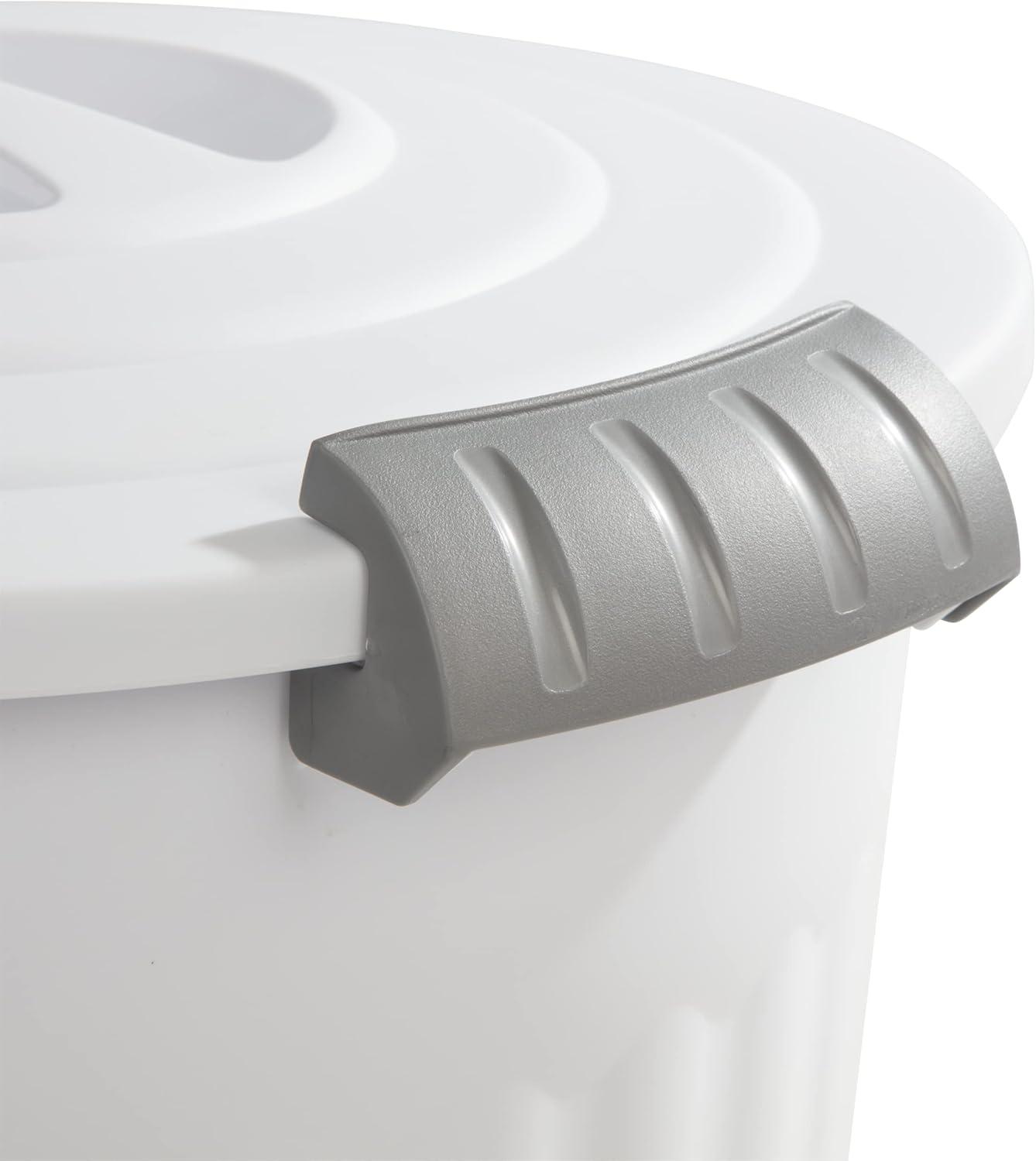 imageSterilite 24 Qt Latching Utility Can w Lid Bin to Store Sand Rock Salt Soil Pet Food or Birdseed in the Garage or Mudroom White 6Pack