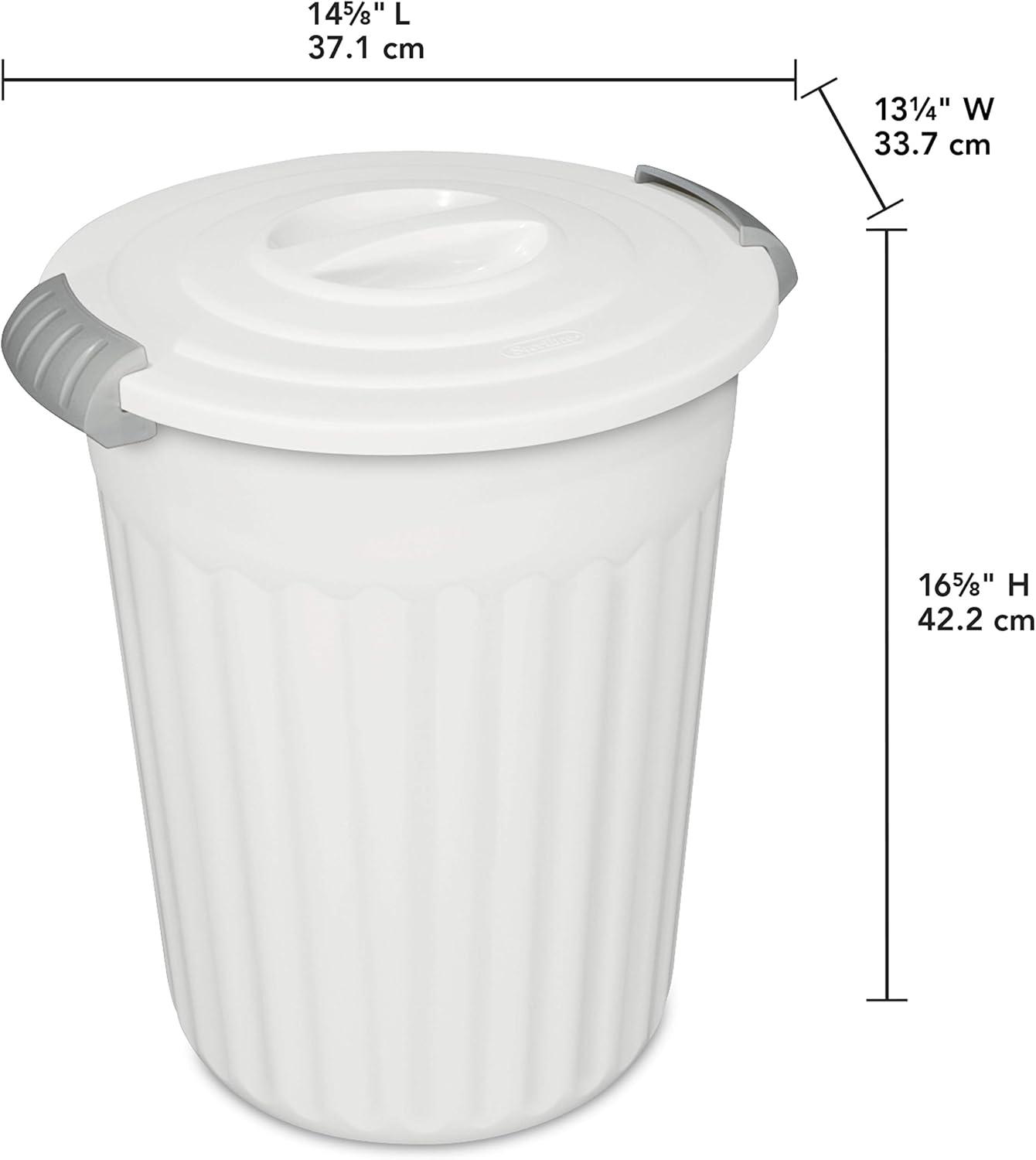 imageSterilite 24 Qt Latching Utility Can w Lid Bin to Store Sand Rock Salt Soil Pet Food or Birdseed in the Garage or Mudroom White 6Pack