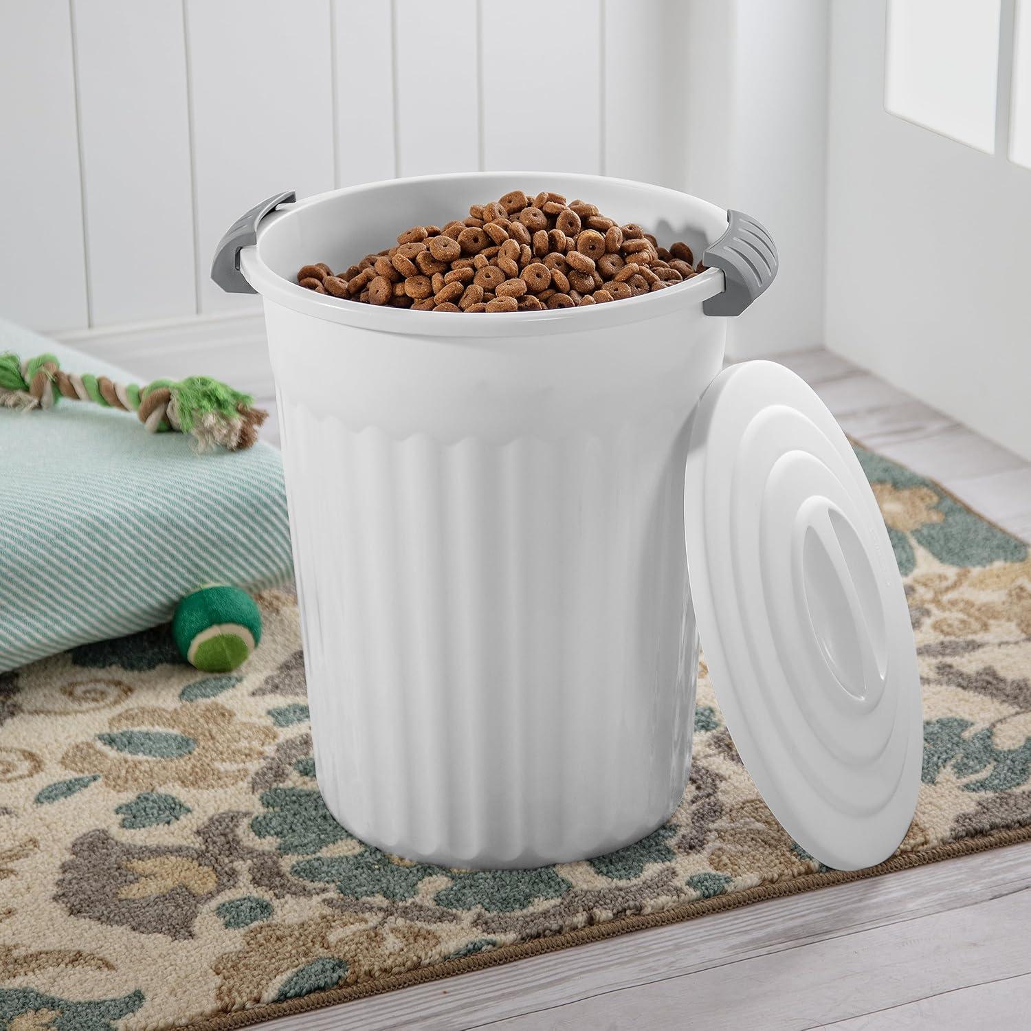 imageSterilite 24 Qt Latching Utility Can w Lid Bin to Store Sand Rock Salt Soil Pet Food or Birdseed in the Garage or Mudroom White 6Pack