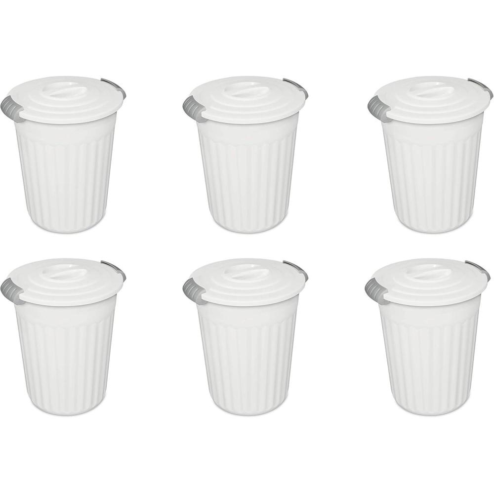 imageSterilite 24 Qt Latching Utility Can w Lid Bin to Store Sand Rock Salt Soil Pet Food or Birdseed in the Garage or Mudroom White 6Pack