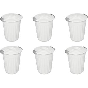 Sterilite 24 Qt Latching Utility Can w/ Lid, Bin to Store Sand, Rock Salt, Soil, Pet Food or Birdseed in the Garage or Mudroom, White, 6-Pack