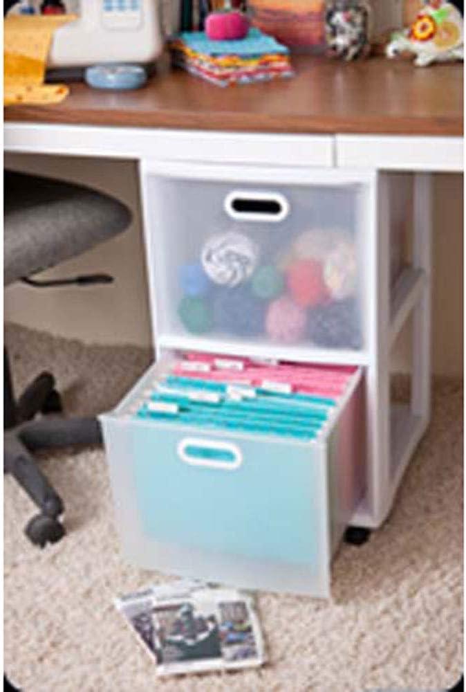 imageSterilite Ultra 2 Drawer Filing Storage Cart Plastic Rolling Cart with Wheels to Organize Desk Office White with Textured Clear Drawers 2Pack