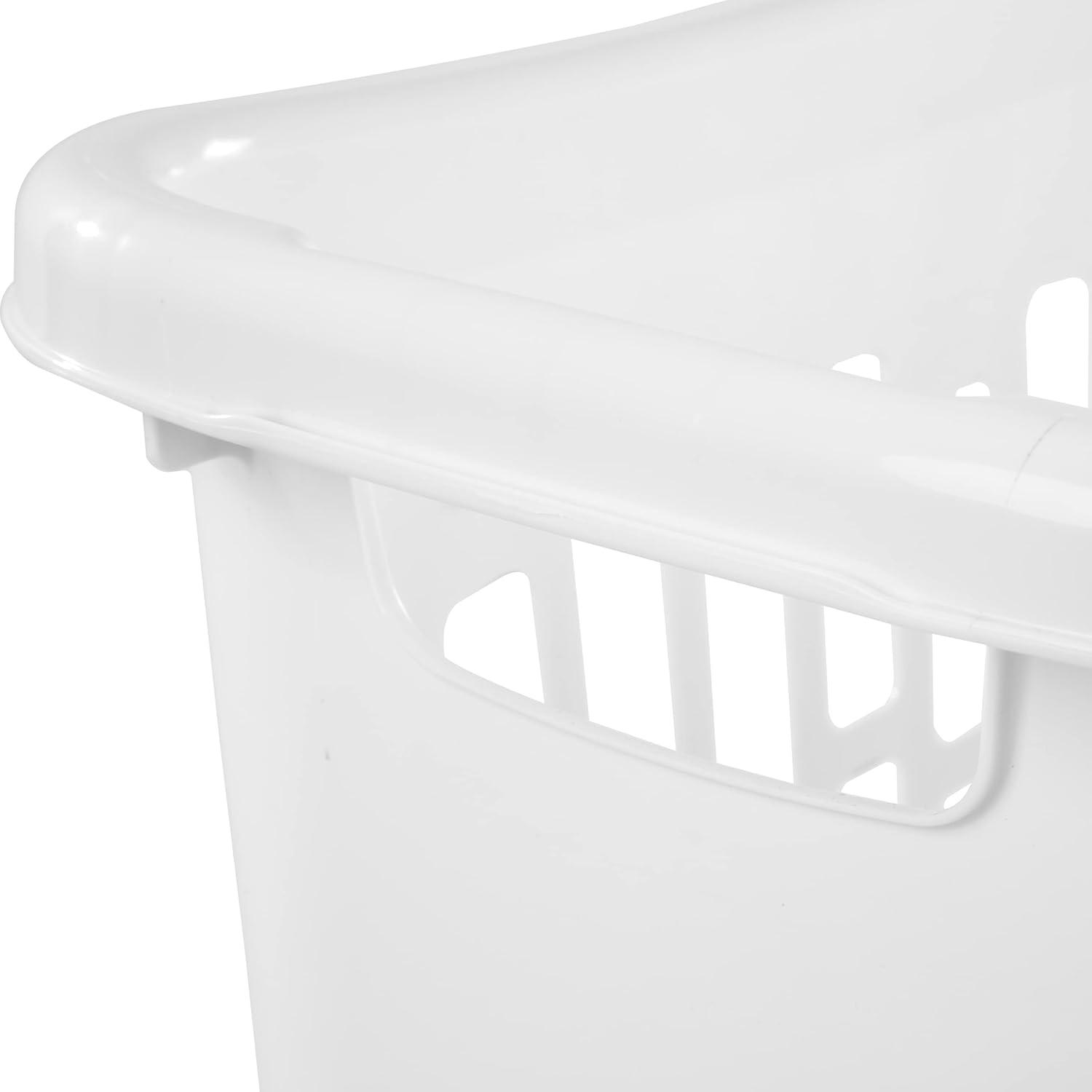 imageSterilite Rectangular Open Laundry Hamper Tall and Slim Plastic Hamper with Handles for Carrying Clothes to and from the Laundry Room White 6Pack