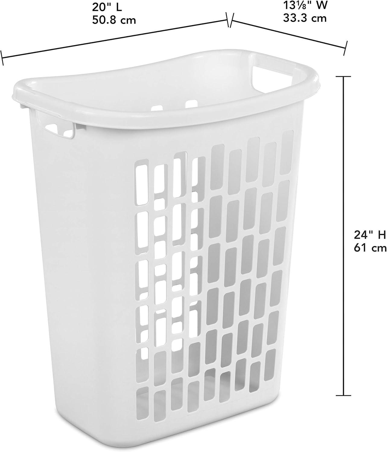 imageSterilite Rectangular Open Laundry Hamper Tall and Slim Plastic Hamper with Handles for Carrying Clothes to and from the Laundry Room White 6Pack