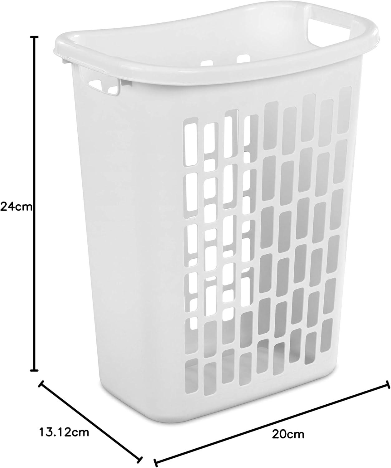 imageSterilite Rectangular Open Laundry Hamper Tall and Slim Plastic Hamper with Handles for Carrying Clothes to and from the Laundry Room White 6Pack