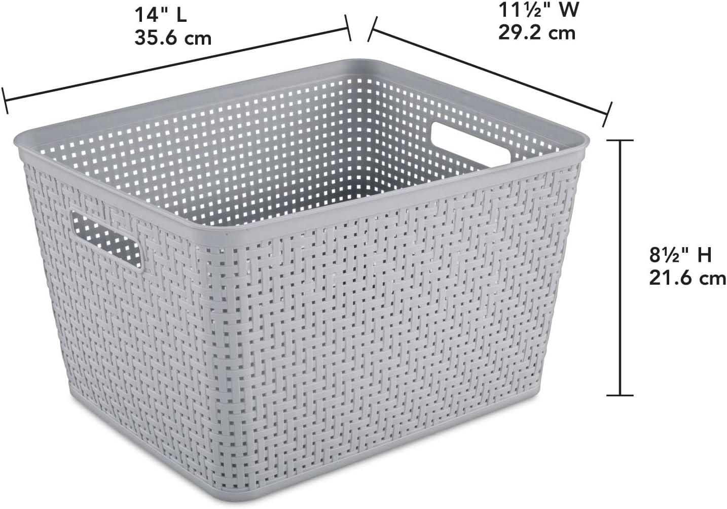 imageSterilite Tall Basket Plastic Decorative Storage Basket for Organizing the Classroom Closet Bedroom and Laundry Room Gray 6Pack