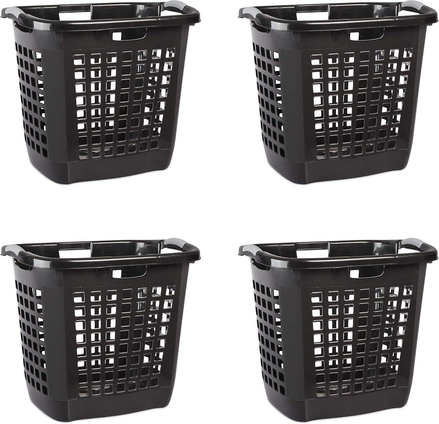 imageSterilite Ultra Easy Carry Laundry Hamper Comfort Handles to Easily Carry Clothes Between the Bedroom and Laundry Room Plastic Black 4Pack