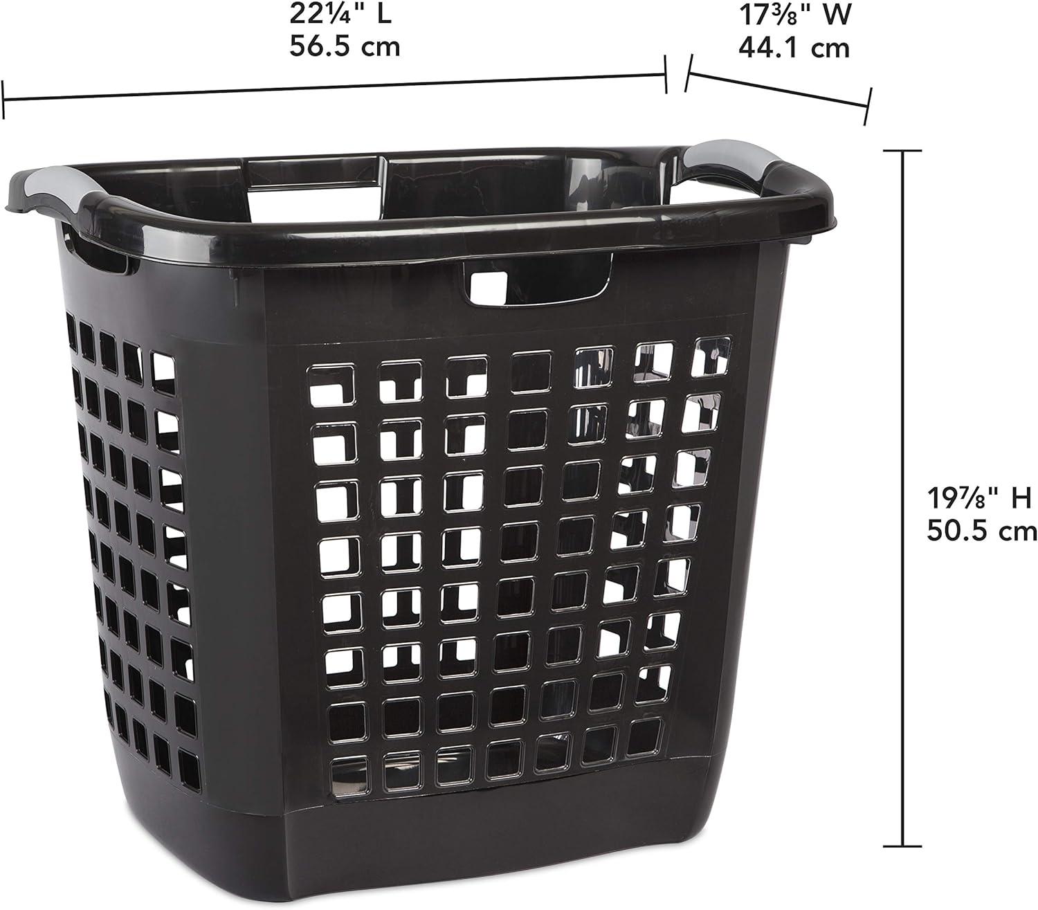 imageSterilite Ultra Easy Carry Laundry Hamper Comfort Handles to Easily Carry Clothes Between the Bedroom and Laundry Room Plastic Black 4Pack