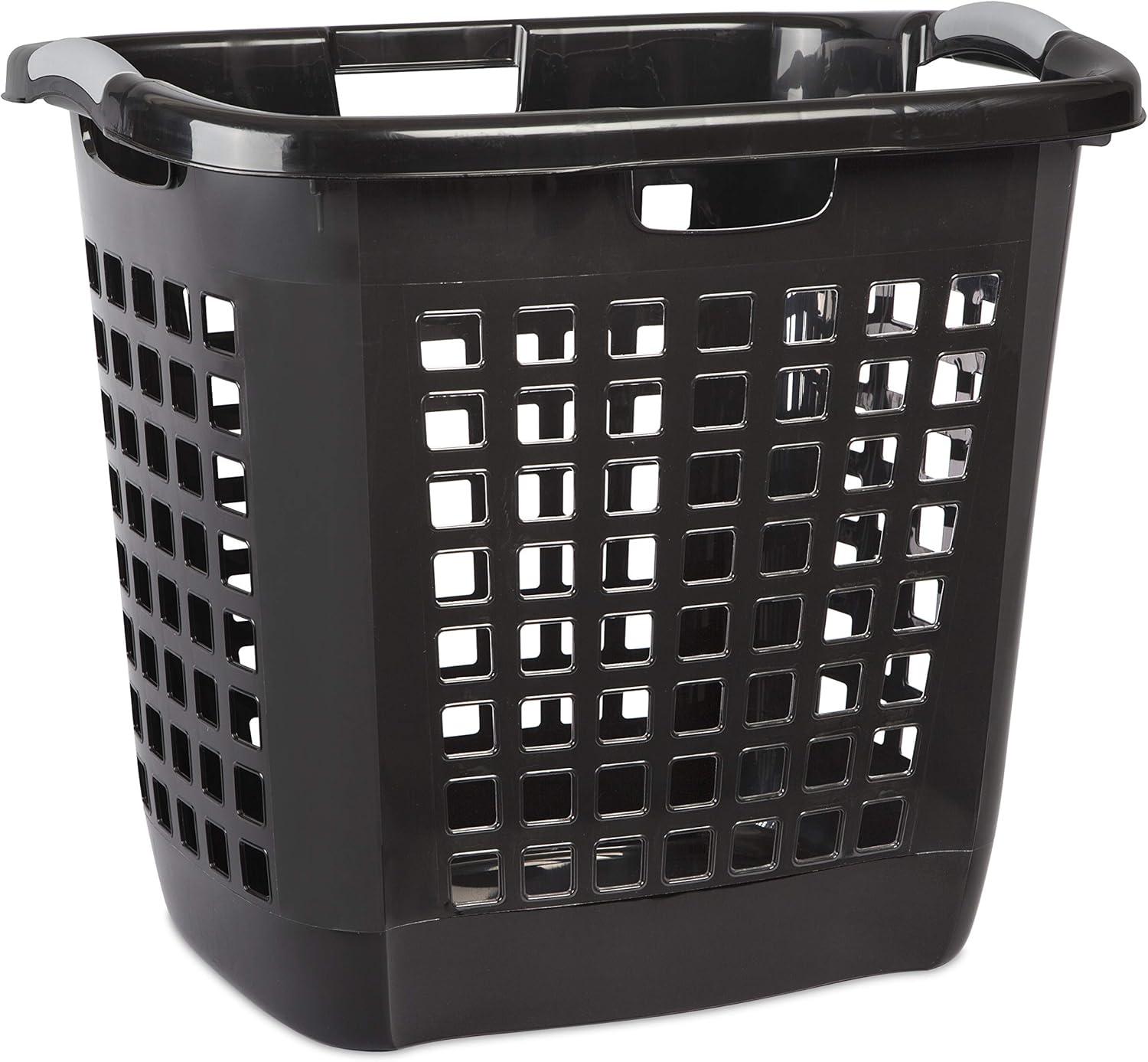 imageSterilite Ultra Easy Carry Laundry Hamper Comfort Handles to Easily Carry Clothes Between the Bedroom and Laundry Room Plastic Black 4Pack