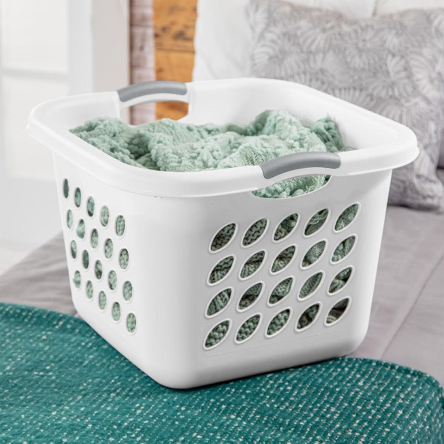 imageSterilite 12 Pack Laundry Baskets 15 Bushel Plastic Hampers Ultra Square White12 Pack