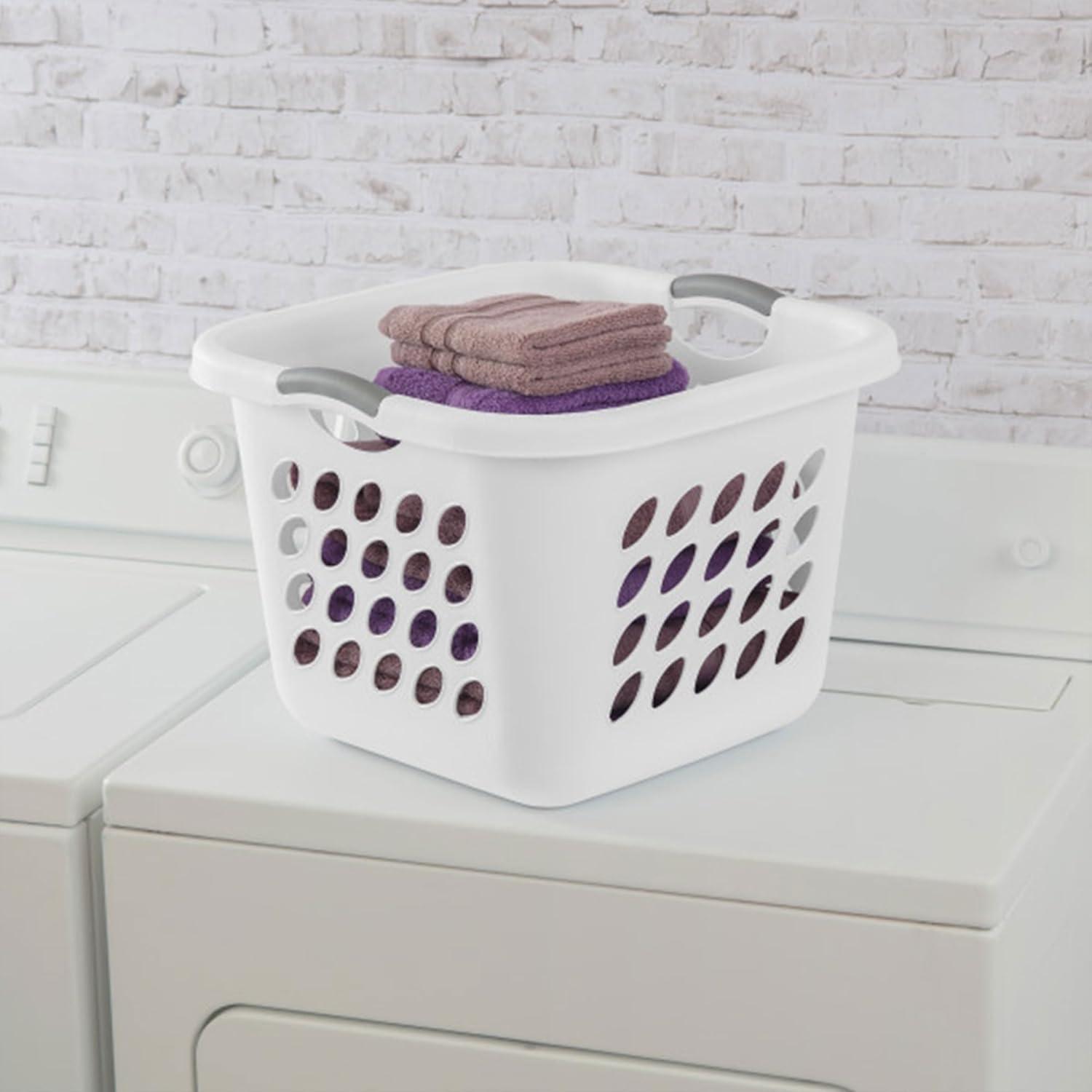 imageSterilite 12 Pack Laundry Baskets 15 Bushel Plastic Hampers Ultra Square White12 Pack