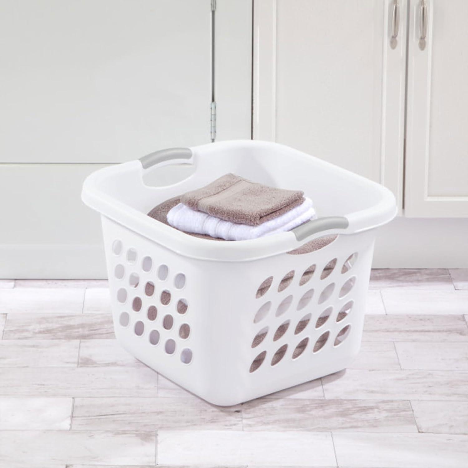imageSterilite 12 Pack Laundry Baskets 15 Bushel Plastic Hampers Ultra Square White12 Pack