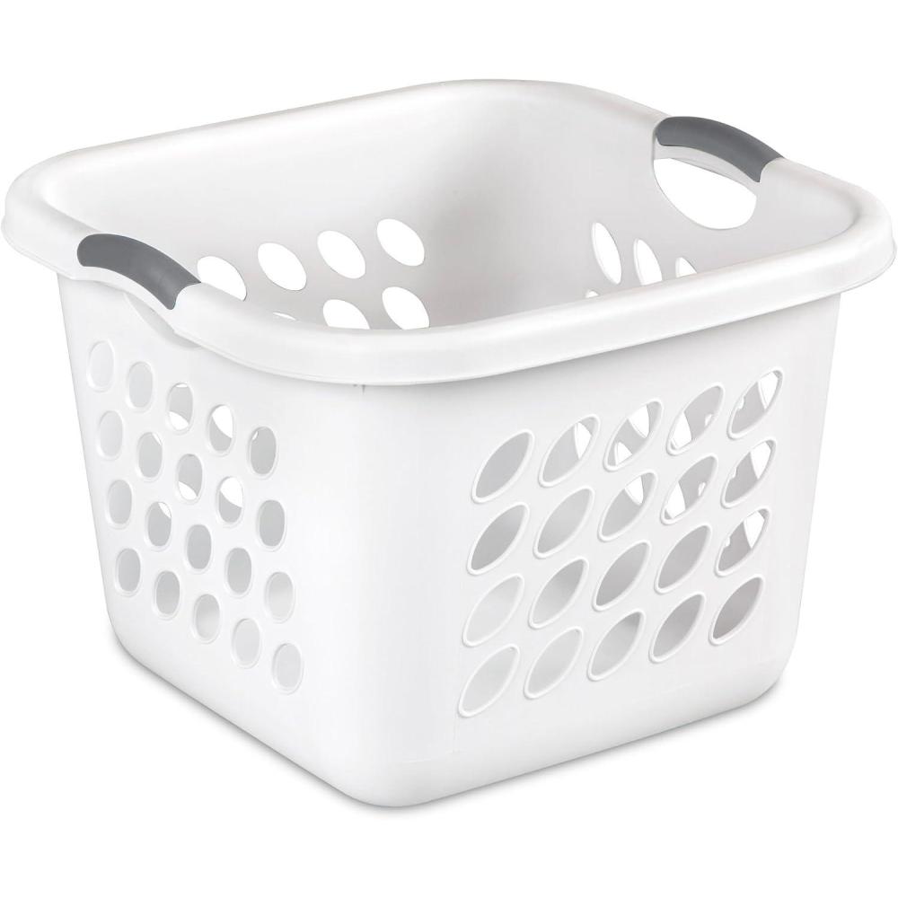 imageSterilite 12 Pack Laundry Baskets 15 Bushel Plastic Hampers Ultra Square White12 Pack