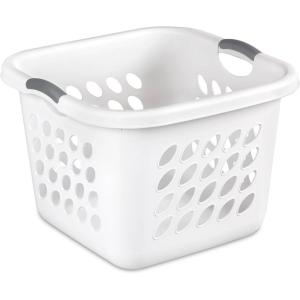 Sterilite 12 Pack Laundry Baskets, 1.5 Bushel Plastic Hampers, Ultra Square, White(12 Pack)