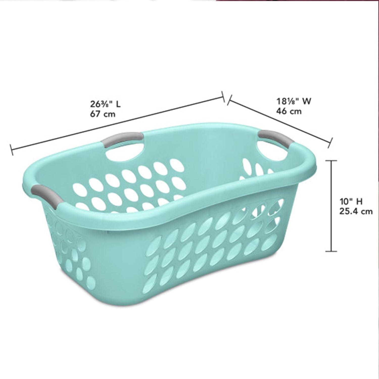 imageSterilite 6 Pack Plastic Laundry Basket Hamper 125 Bushel Ultra HipHold Aqua ChromeAqua Chrome