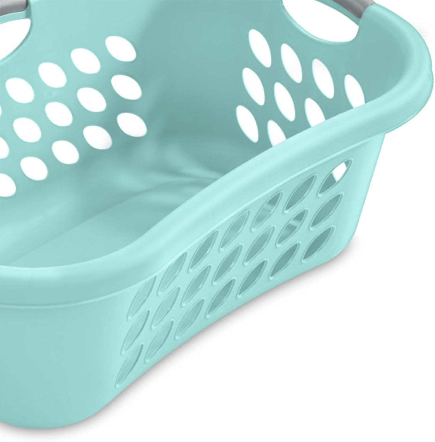 imageSterilite 6 Pack Plastic Laundry Basket Hamper 125 Bushel Ultra HipHold Aqua ChromeAqua Chrome