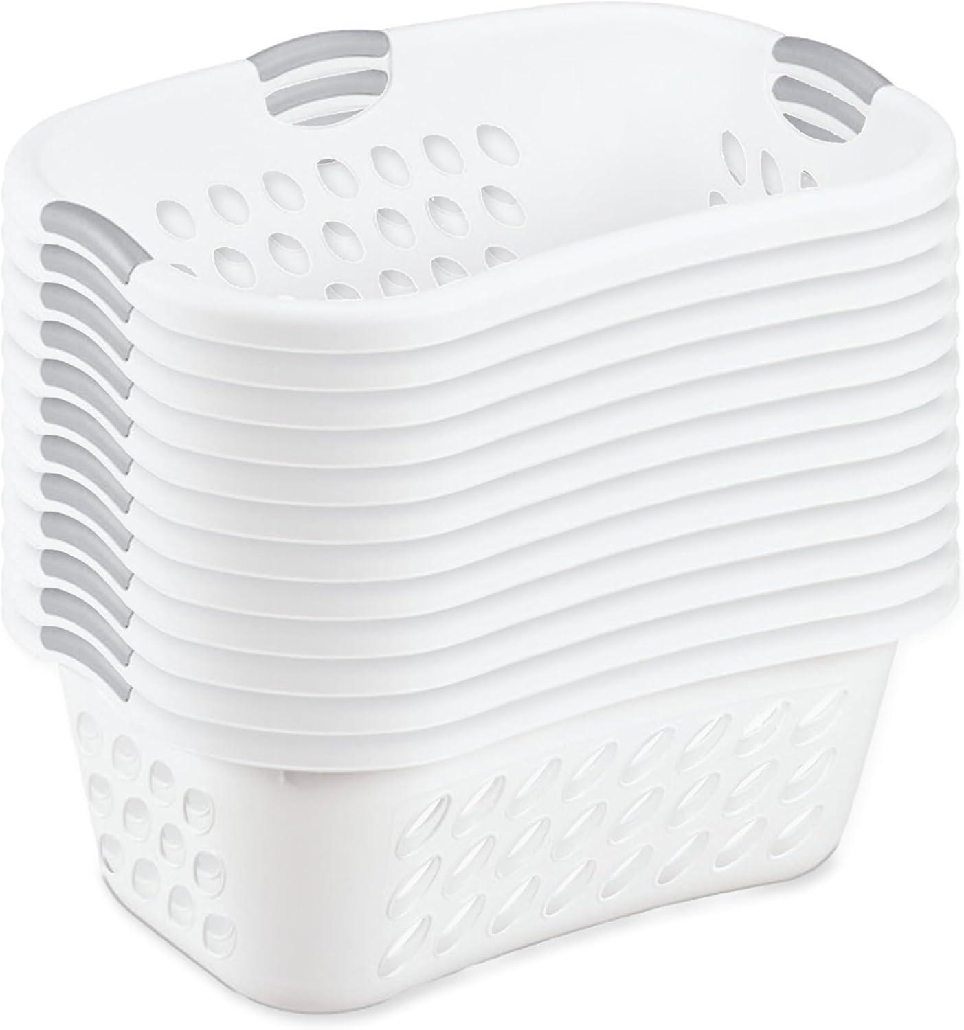 imageSterilite 6 Pack Plastic Laundry Basket Hamper 125 Bushel Ultra HipHold Aqua ChromeWhite