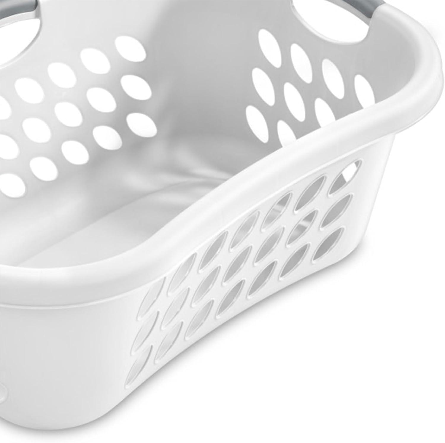 imageSterilite 6 Pack Plastic Laundry Basket Hamper 125 Bushel Ultra HipHold Aqua ChromeWhite