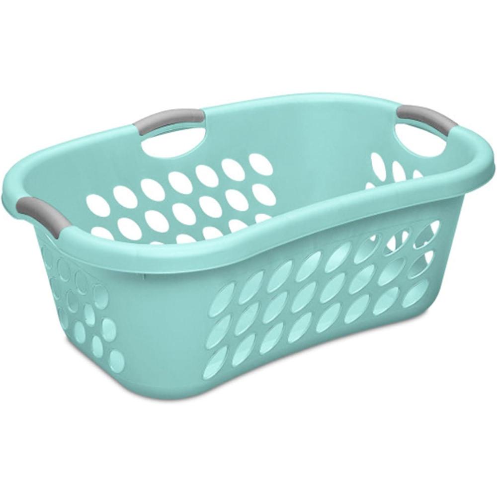 imageSterilite 6 Pack Plastic Laundry Basket Hamper 125 Bushel Ultra HipHold Aqua ChromeAqua Chrome