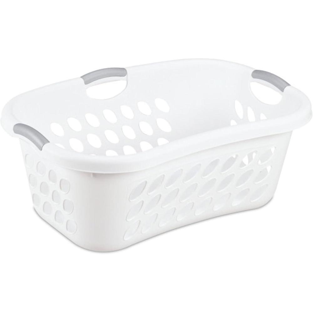 imageSterilite 6 Pack Plastic Laundry Basket Hamper 125 Bushel Ultra HipHold Aqua ChromeWhite