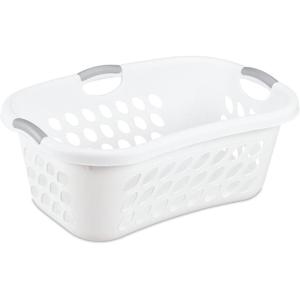 Sterilite 6 Pack Plastic Laundry Basket Hamper, 1.25 Bushel, Ultra HipHold, Aqua Chrome(White)